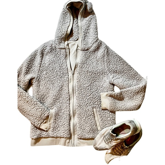 Ladies large Aeropostale gray Sherpa zip up hoodie with adorable bear ears warm - Picture 10 of 16